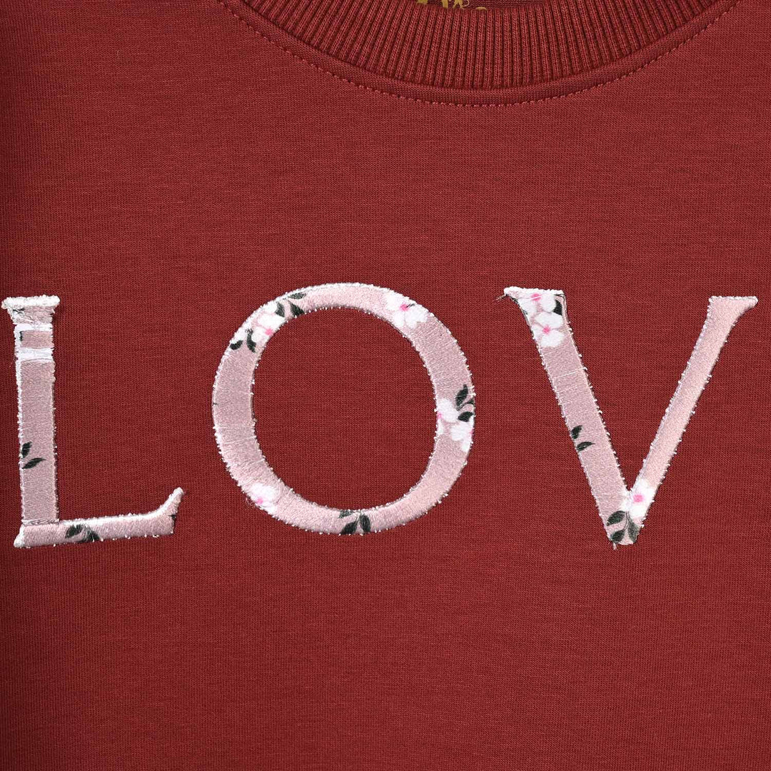Girl 2 Pcs Suit Love Cotton Jersey - Maroon