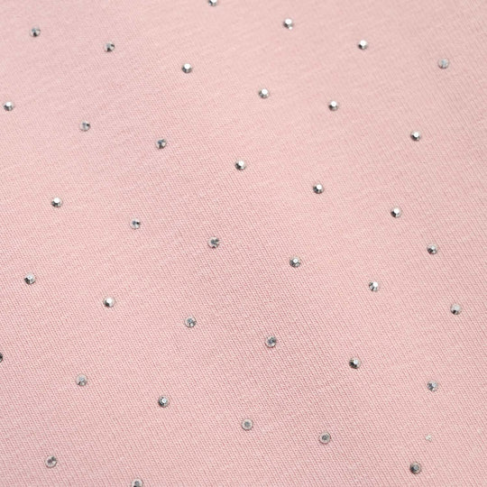 Girls Lycra Jersey T-Shirt Silver Studs - PINK