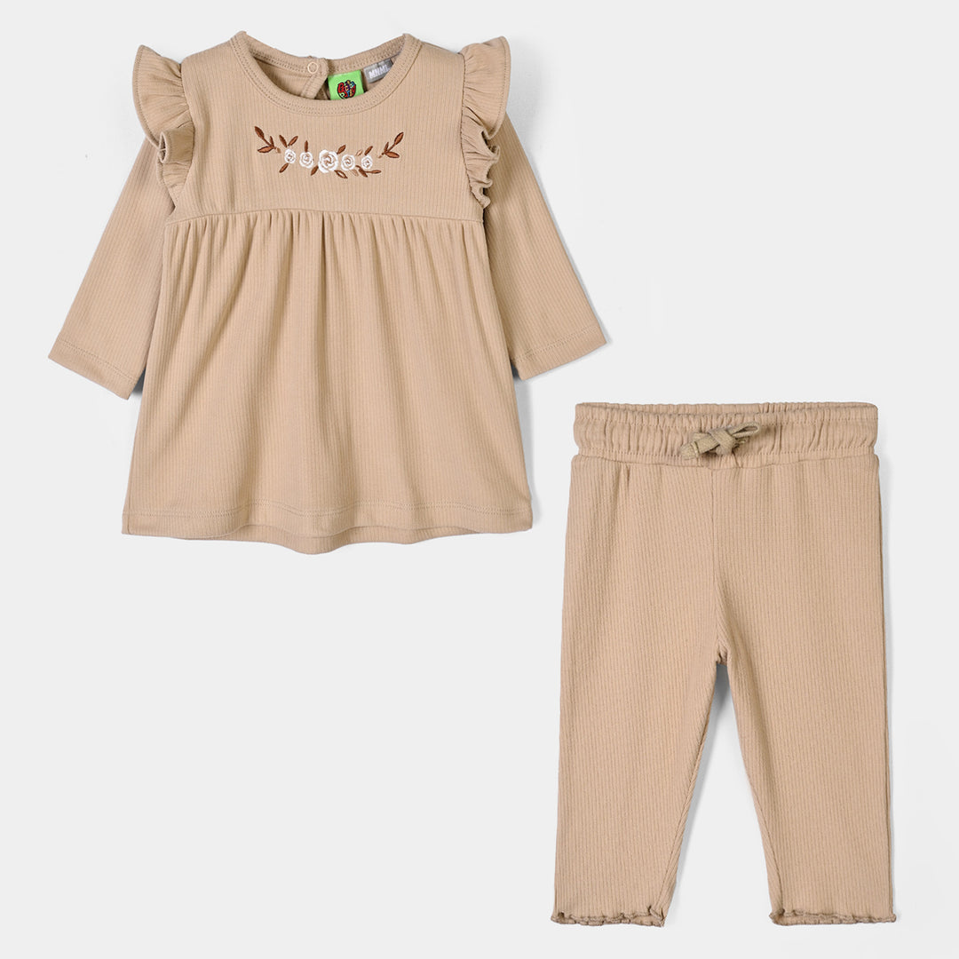 Infant Girls Ottoman 2Pcs Suit -BROWN