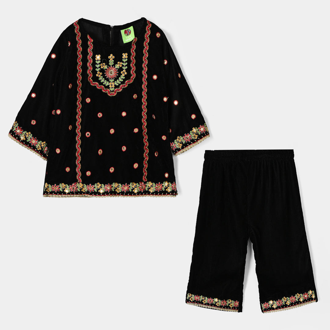 Infant Girls Velvet 2Pcs Dilnaz - BLACK