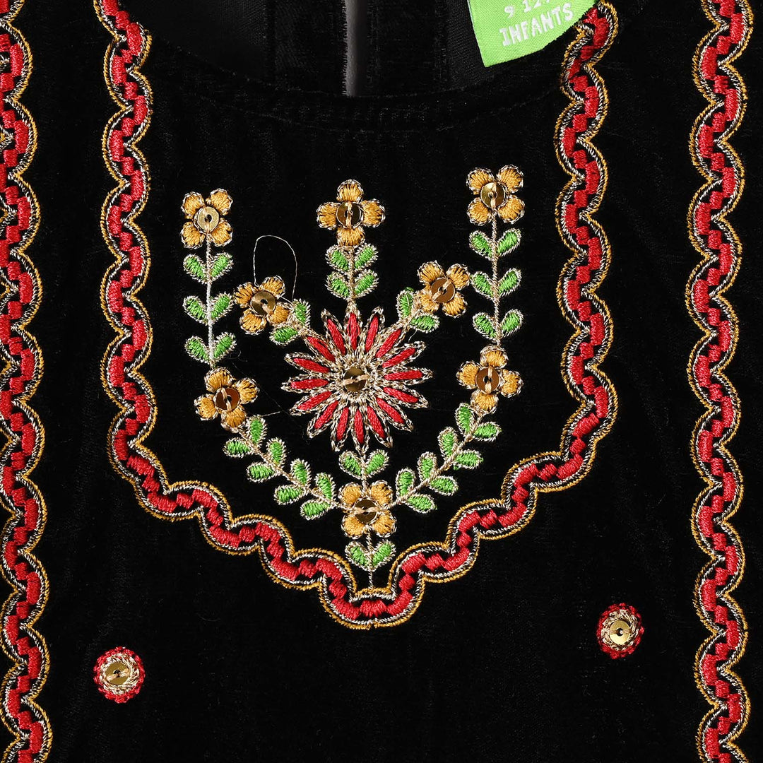 Infant Girls Velvet 2Pcs Dilnaz - BLACK