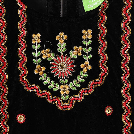 Infant Girls Velvet 2Pcs Dilnaz - BLACK