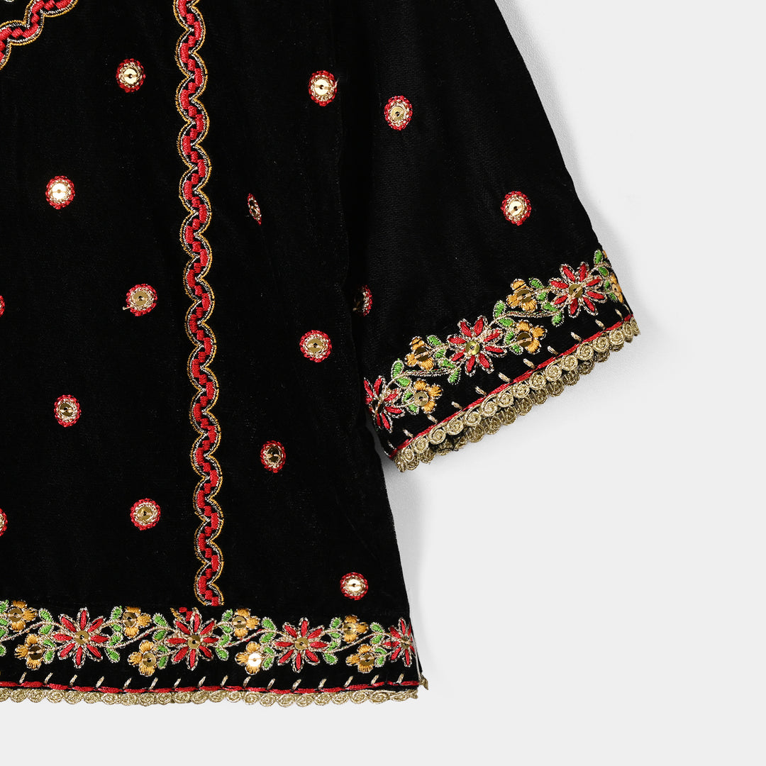 Infant Girls Velvet 2Pcs Dilnaz - BLACK