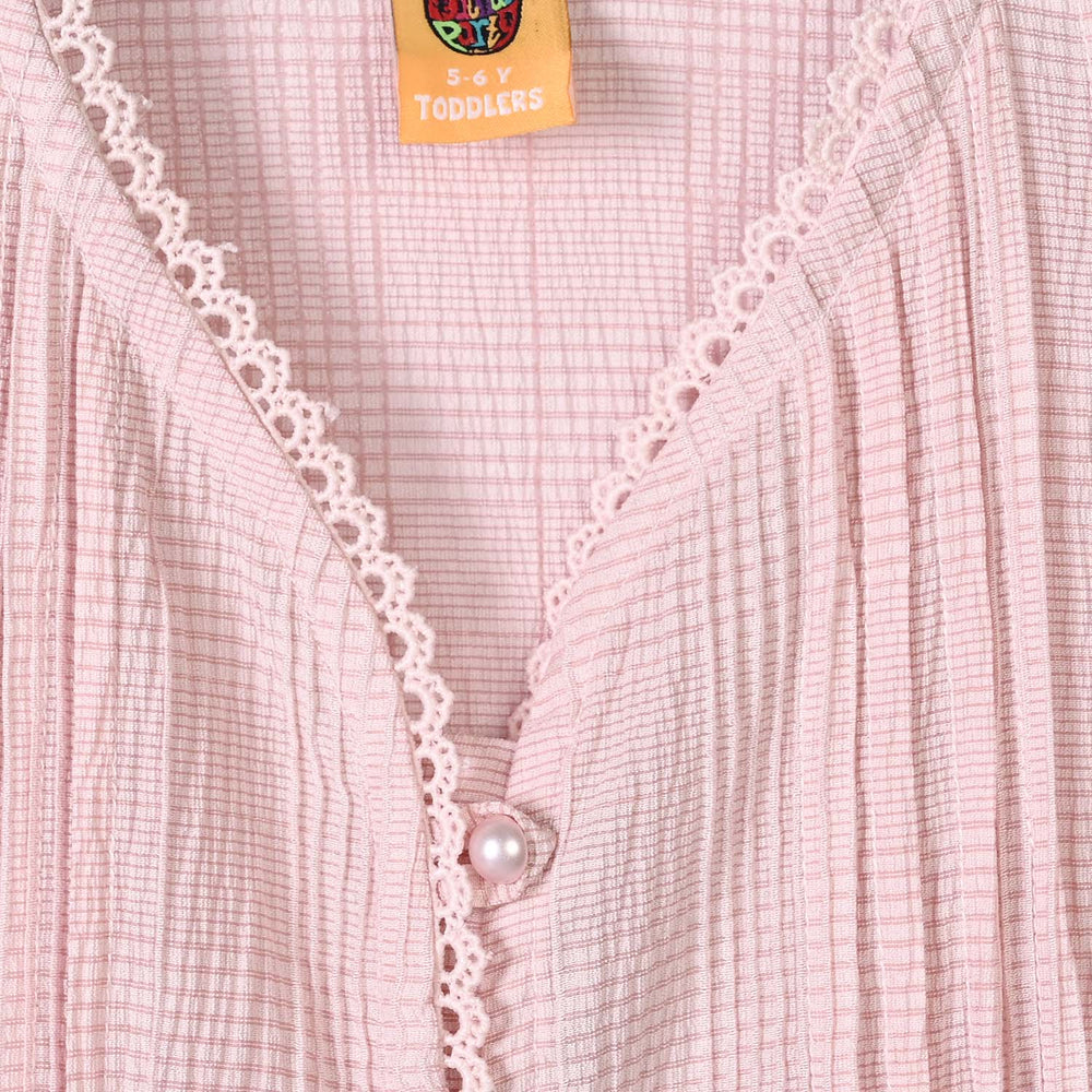Girls Poly Crinkle Casual Top Candy-Baby Pink