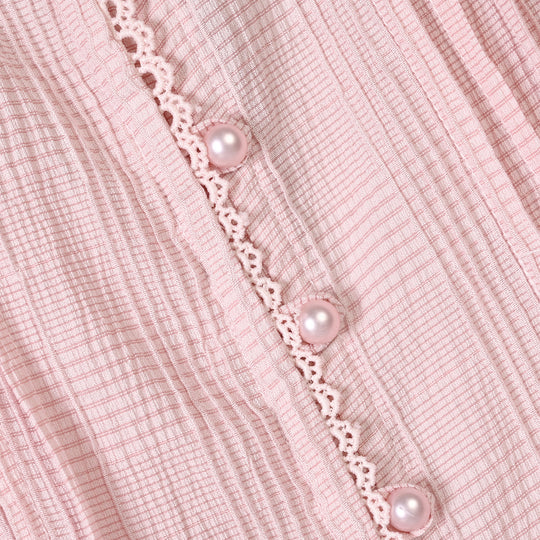 Girls Poly Crinkle Casual Top Candy-Baby Pink