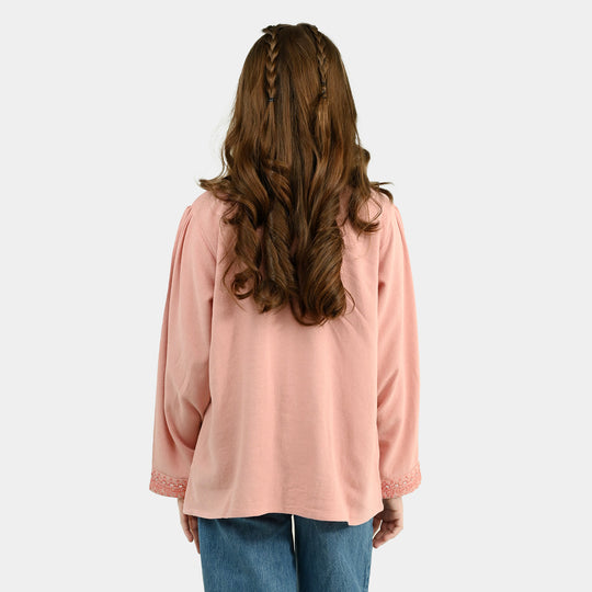 Girls Cotton EMB Top Blush - Peach