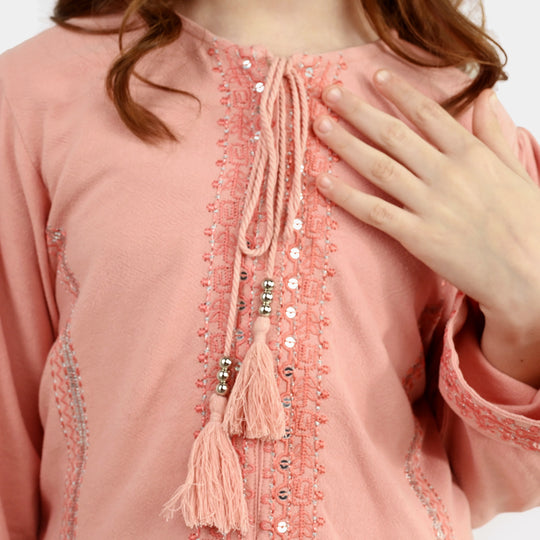 Girls Cotton EMB Top Blush - Peach
