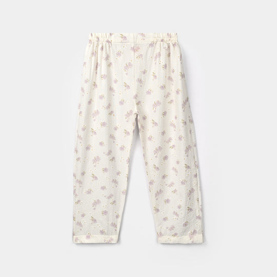 Girls Polyester Co-Ord Set Jasmine - White