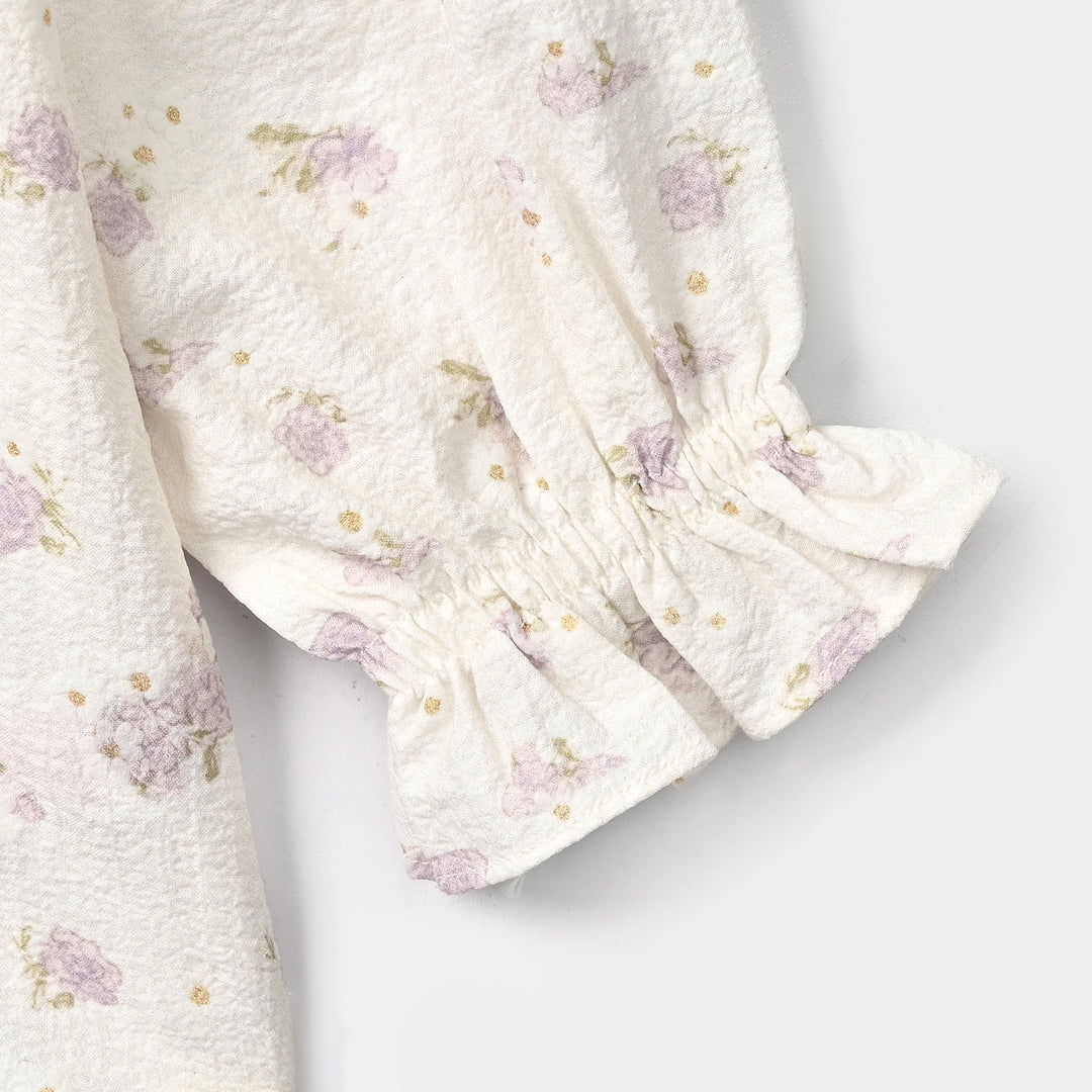 Girls Polyester Co-Ord Set Jasmine - White