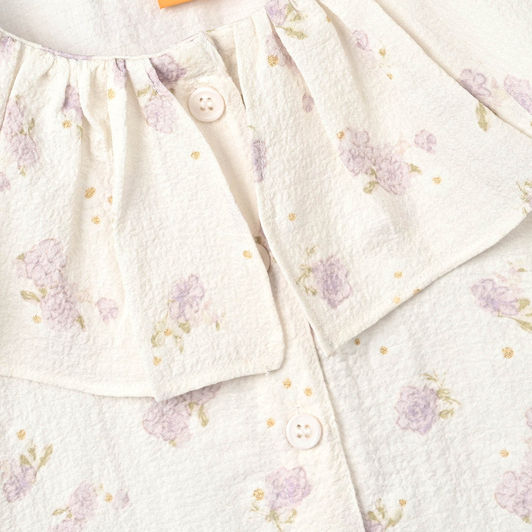 Girls Polyester Co-Ord Set Jasmine - White