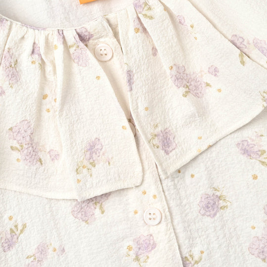 Girls Polyester Co-Ord Set Jasmine - White