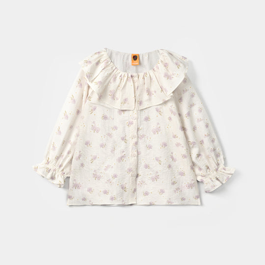 Girls Polyester Co-Ord Set Jasmine - White