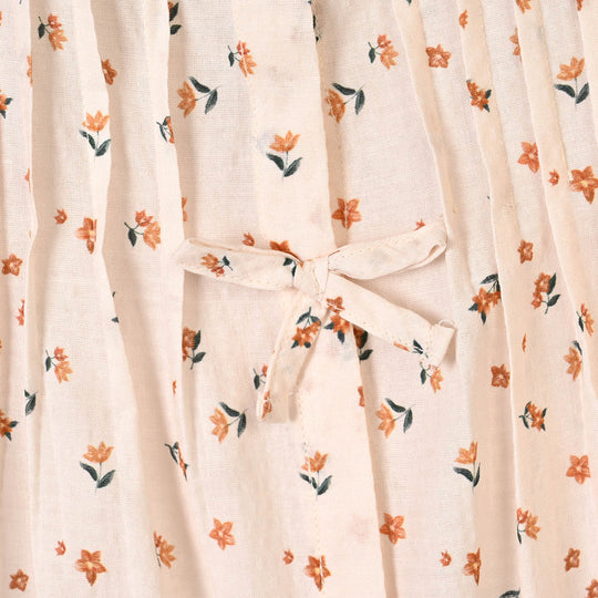 Girls Polyester Emb Top Printed Flowers - Cream