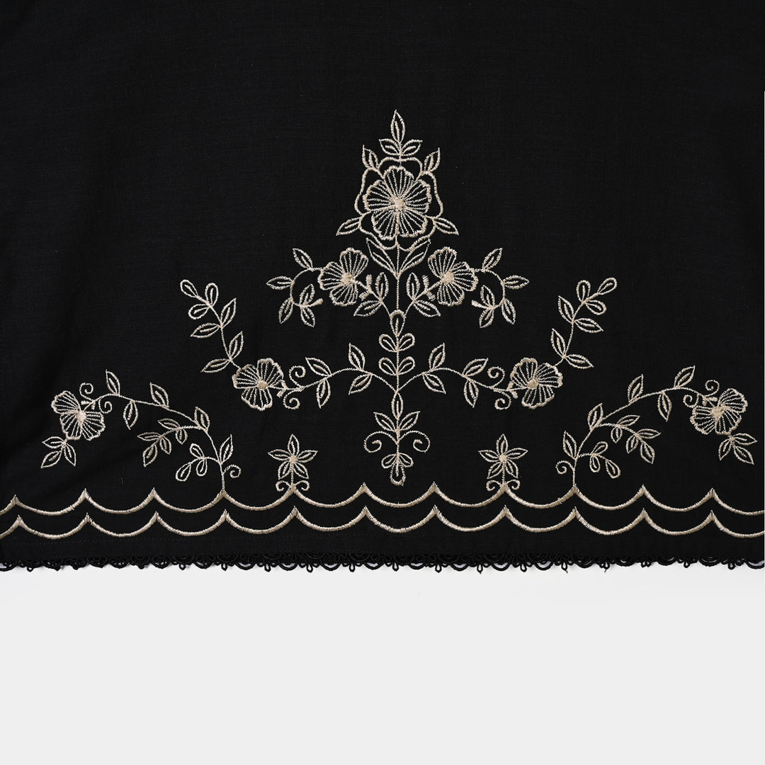 Girls Polyester Emb 2Pcs Flower Art-BLACK