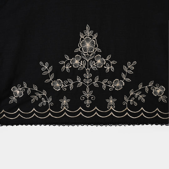 Girls Polyester Emb 2Pcs Flower Art-BLACK