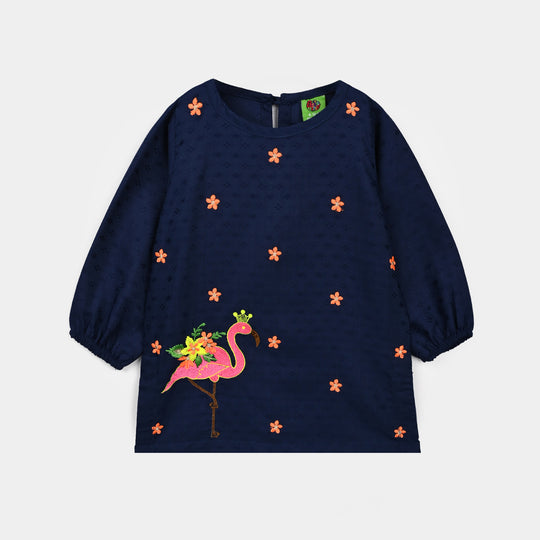 Infant Girls Jacquard Emb 2Pcs Adorable - Navy Blue