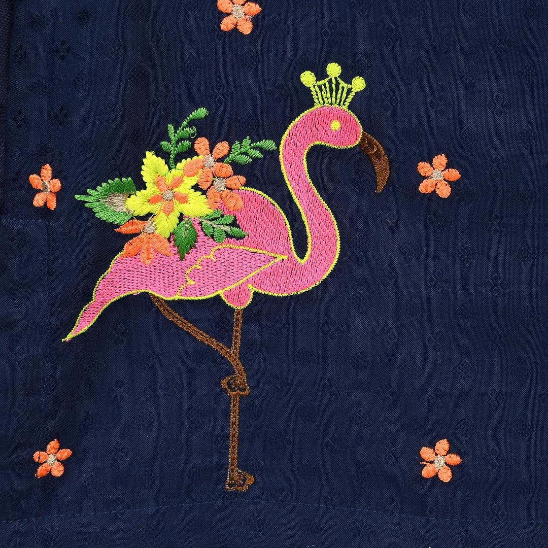Infant Girls Jacquard Emb 2Pcs Adorable - Navy Blue