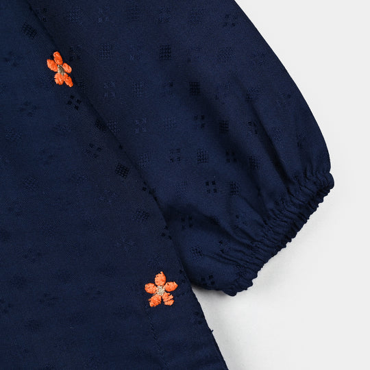 Infant Girls Jacquard Emb 2Pcs Adorable - Navy Blue