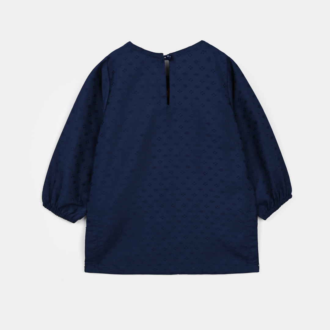Infant Girls Jacquard Emb 2Pcs Adorable - Navy Blue