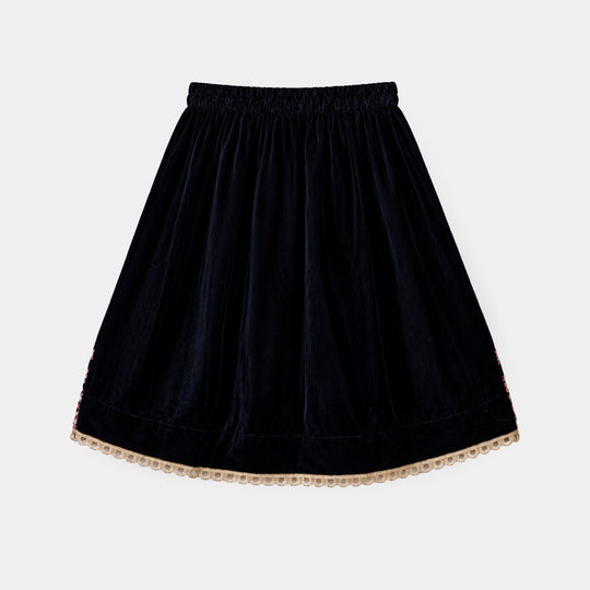 Infant Girls Velvet 3Pcs Libaas-Navy Blue