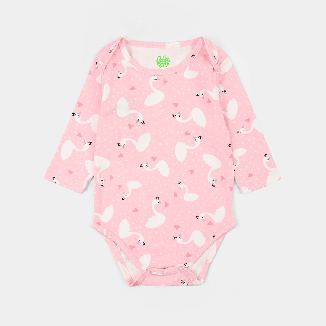 Infant Unisex Lycra Jersey Basic Romper Swan-Pink