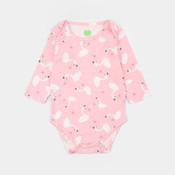 Infant Unisex Lycra Jersey Basic Romper Swan - Pink