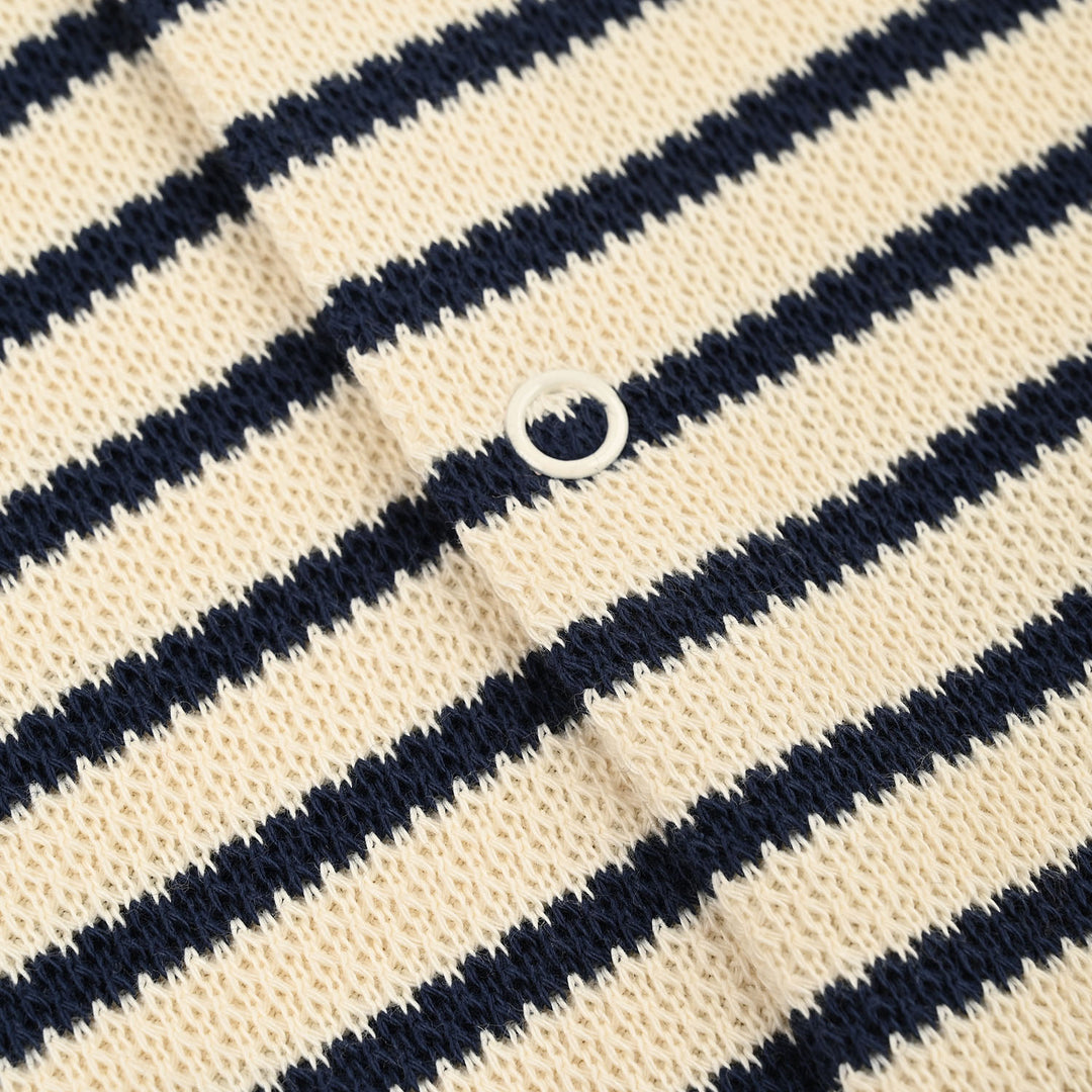 Infant Boys Yarn Dyed Rib Knitted Romper- Stripes