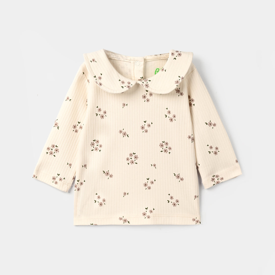 Infant Girls Rib T-Shirt Bloom - Off White