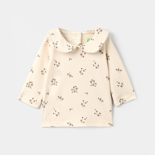 Infant Girls Rib T-Shirt Bloom - Off White