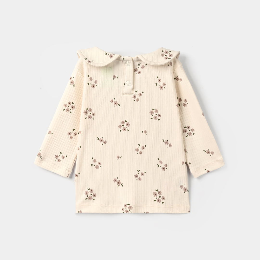 Infant Girls Rib T-Shirt Bloom - Off White