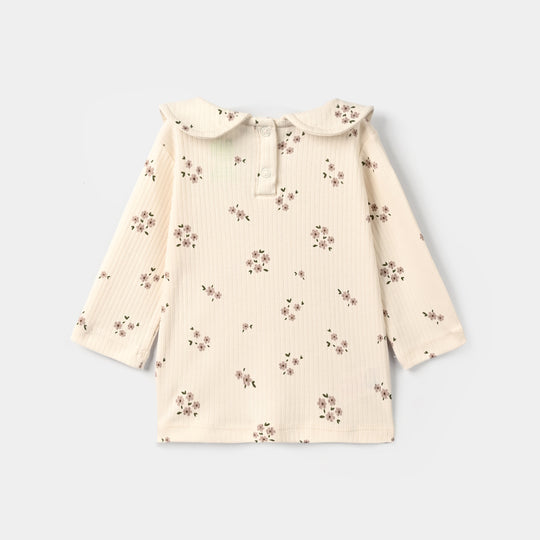 Infant Girls Rib T-Shirt Bloom - Off White