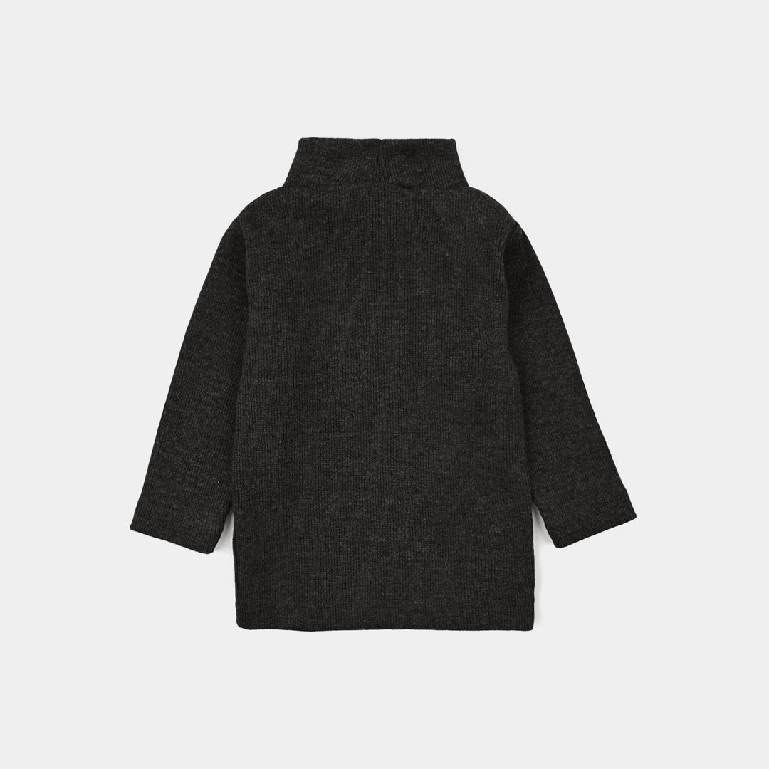 Infant Boys 2x1 Rib Turtle Neck Charcoal
