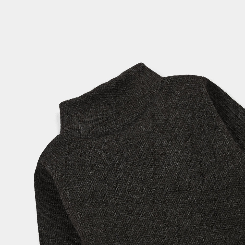 Infant Boys 2x1 Rib Turtle Neck Charcoal