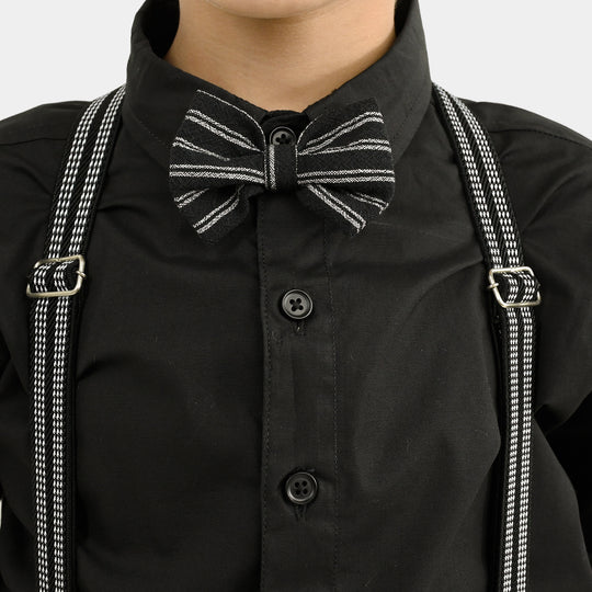 Boys Yarn Dyed 2PC Suit-Linear - BLACK