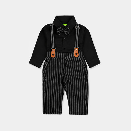 Infant Boys Yarn Dyed Suit-Linear - BLACK