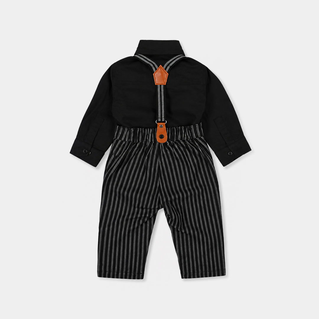Infant Boys Yarn Dyed Suit-Linear - BLACK
