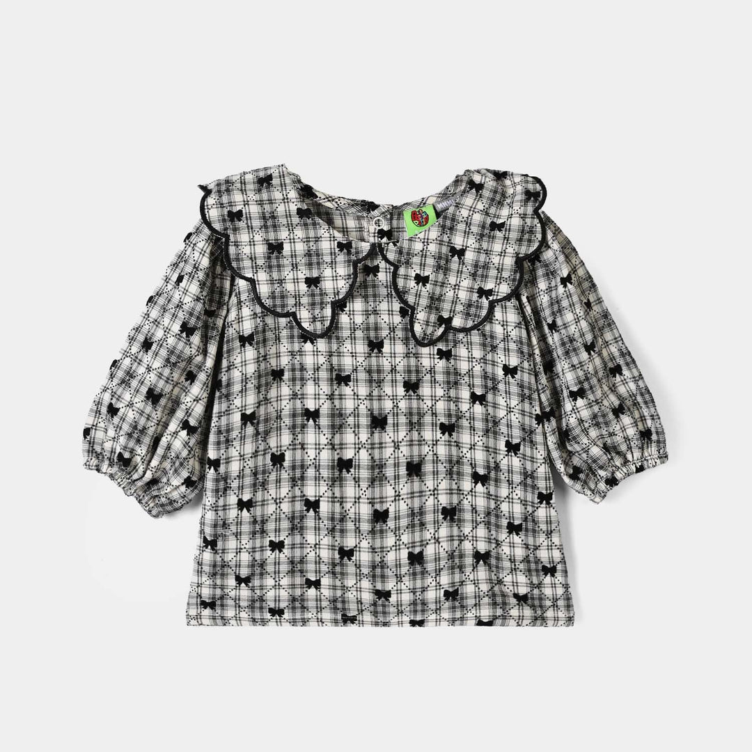 Infant Girls Yarn Dyed 2Pc Suit-LITTLE BOWS - Off White/Black