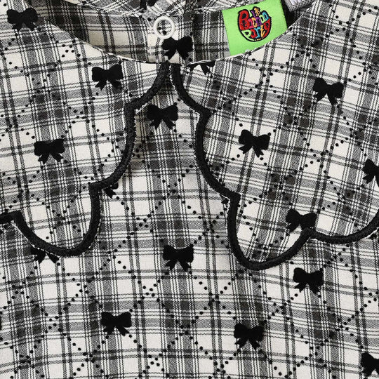Infant Girls Yarn Dyed 2Pc Suit-LITTLE BOWS - Off White/Black