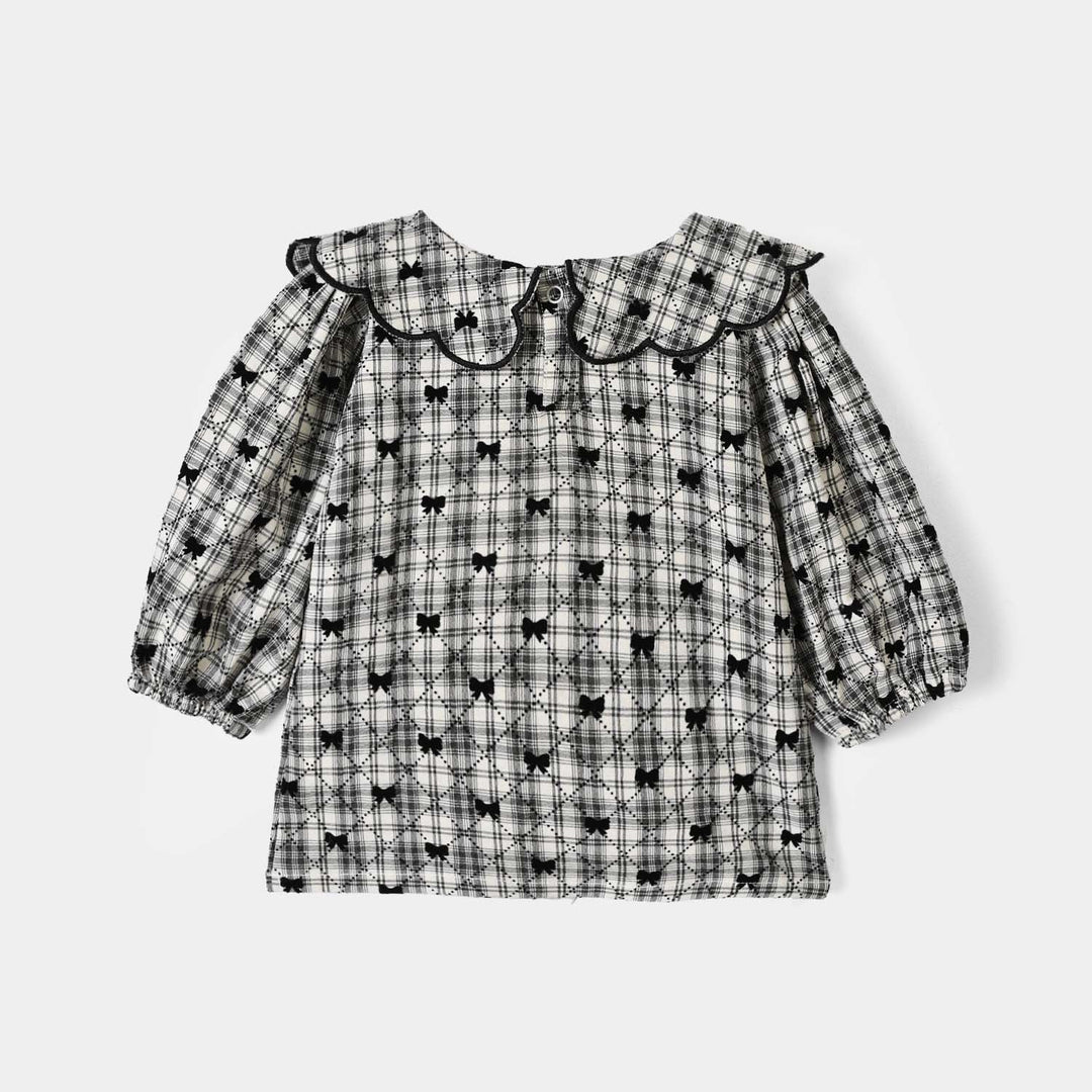 Infant Girls Yarn Dyed 2Pc Suit-LITTLE BOWS - Off White/Black