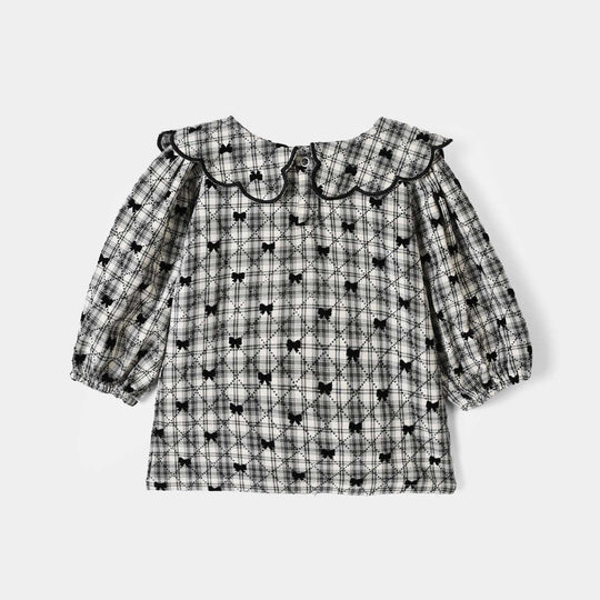 Infant Girls Yarn Dyed 2Pc Suit-LITTLE BOWS - Off White/Black