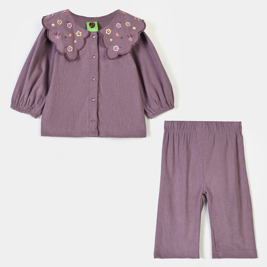 Infant Girls Corduroy 2Pc Suit-MAUVE - Purple