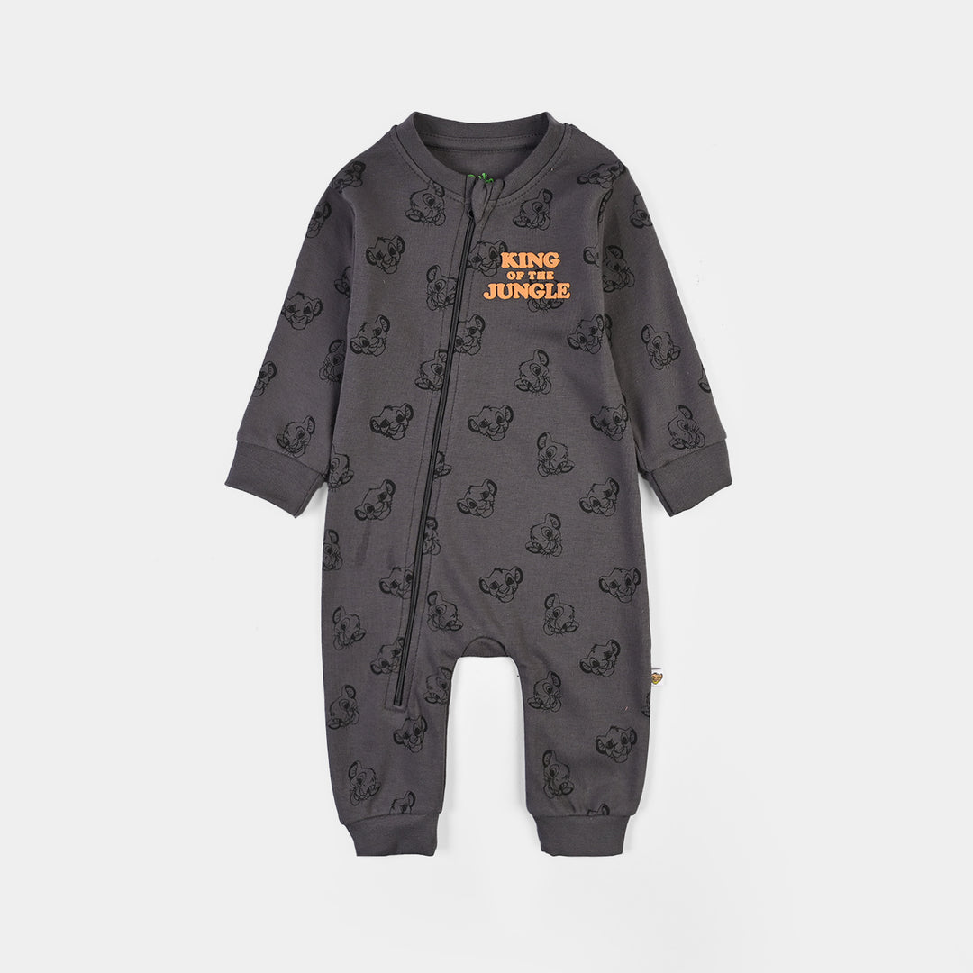 Infant Boys Cotton Interlock Knitted Romper-GREY