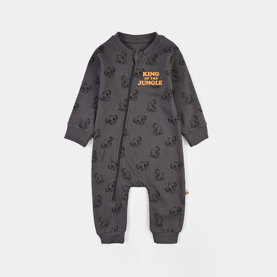 Infant Boys Cotton Interlock Knitted Romper-GREY