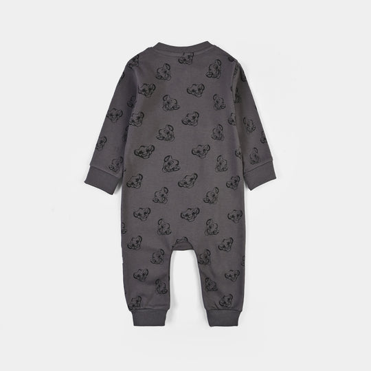 Infant Boys Cotton Interlock Knitted Romper-GREY