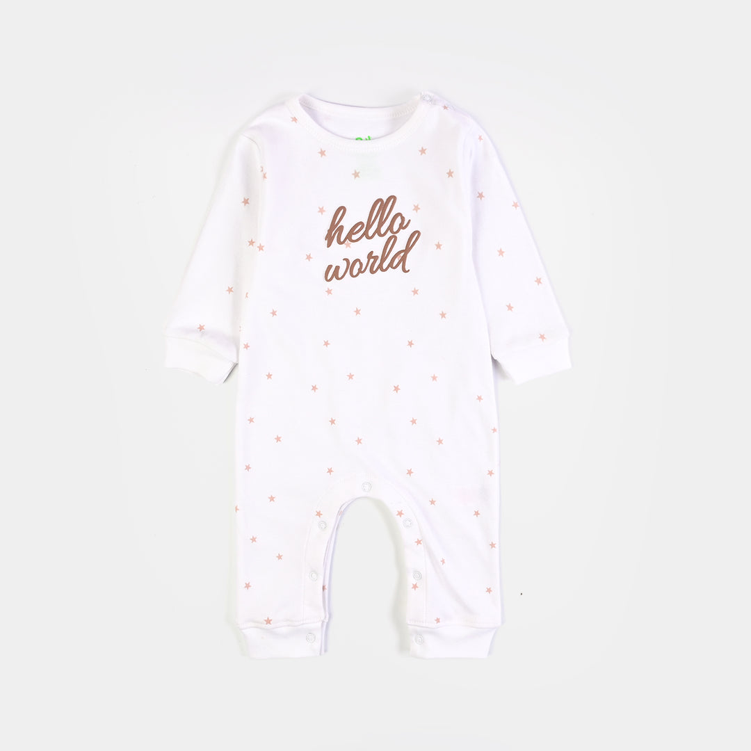 Infant Unisex Cotton Interlock Romper 2Pc Set Little Star-White Brown