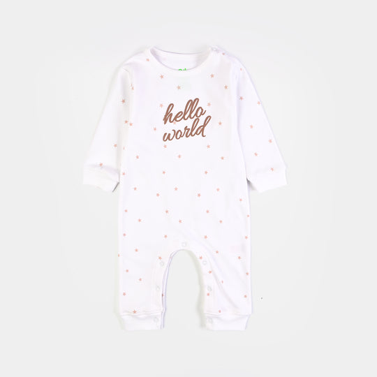 Infant Unisex Cotton Interlock Romper 2Pc Set Little Star-White Brown