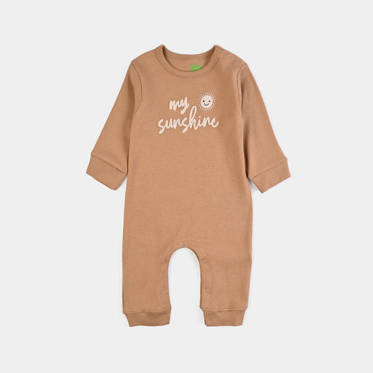 Infant Unisex Cotton Interlock Romper 2Pc Set Little Star-White Brown
