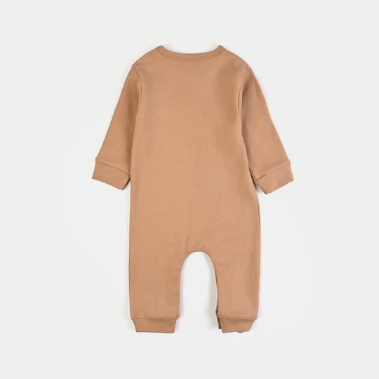 Infant Unisex Cotton Interlock Romper 2Pc Set Little Star-White Brown