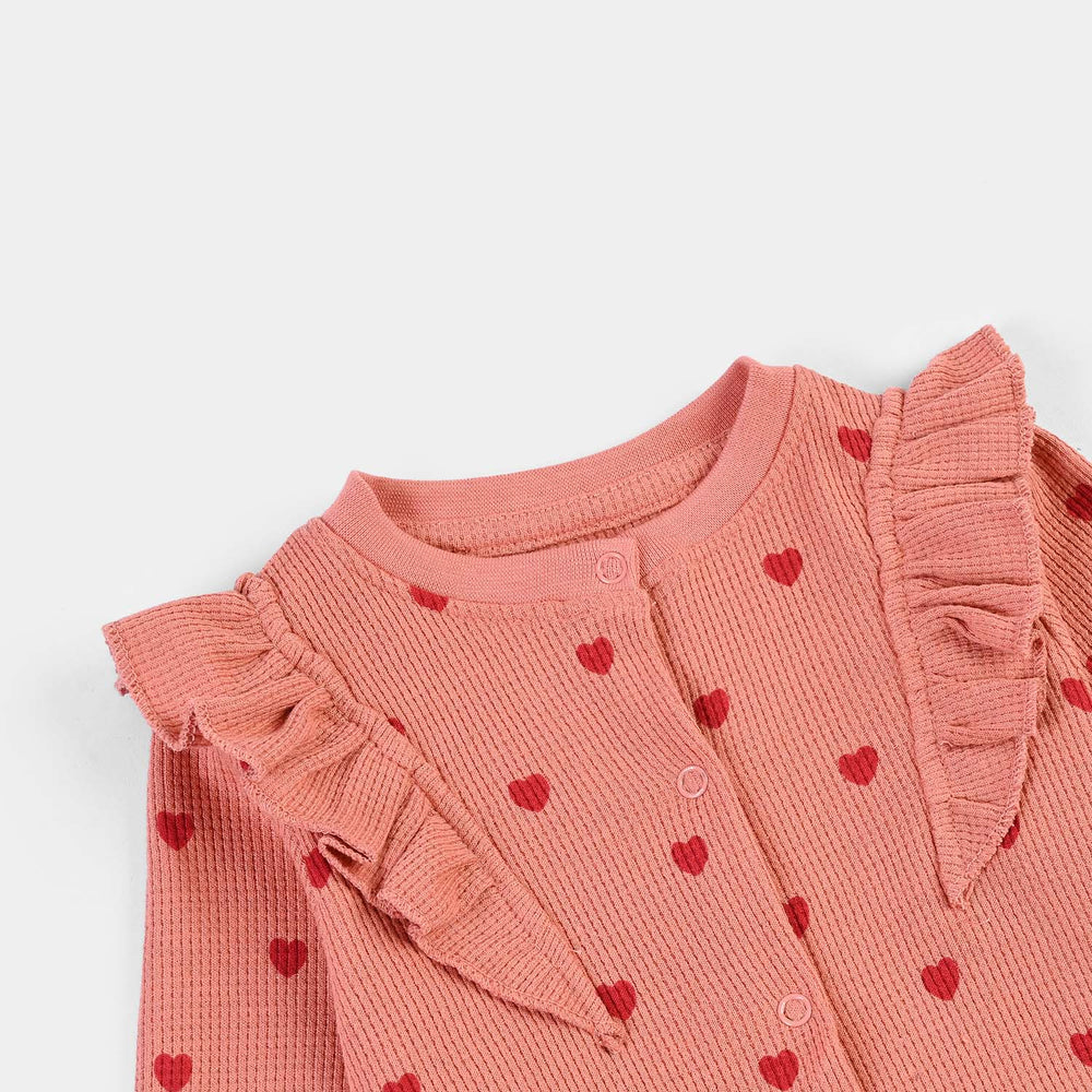 Infant Girls Thermal Knitted Romper Sweet Heart