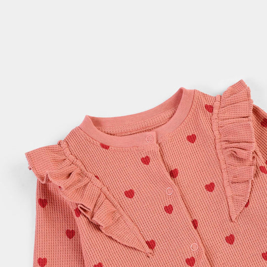 Infant Girls Thermal Knitted Romper Sweet Heart